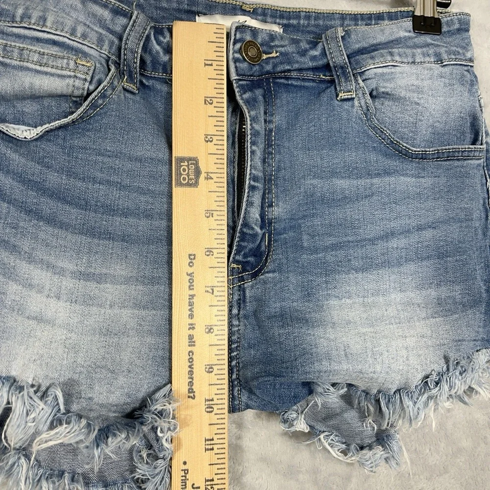 KanCan Womens Denim Shorts Micro Mini Frayed Hem Grunge Stretch Small